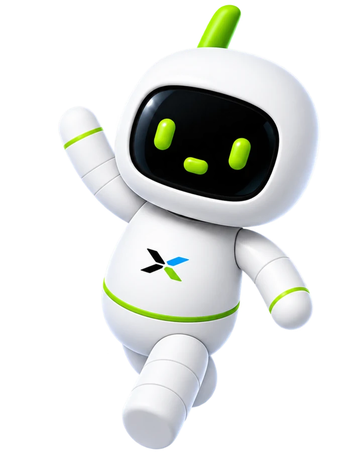 Nexus mascot robot waving excitedly